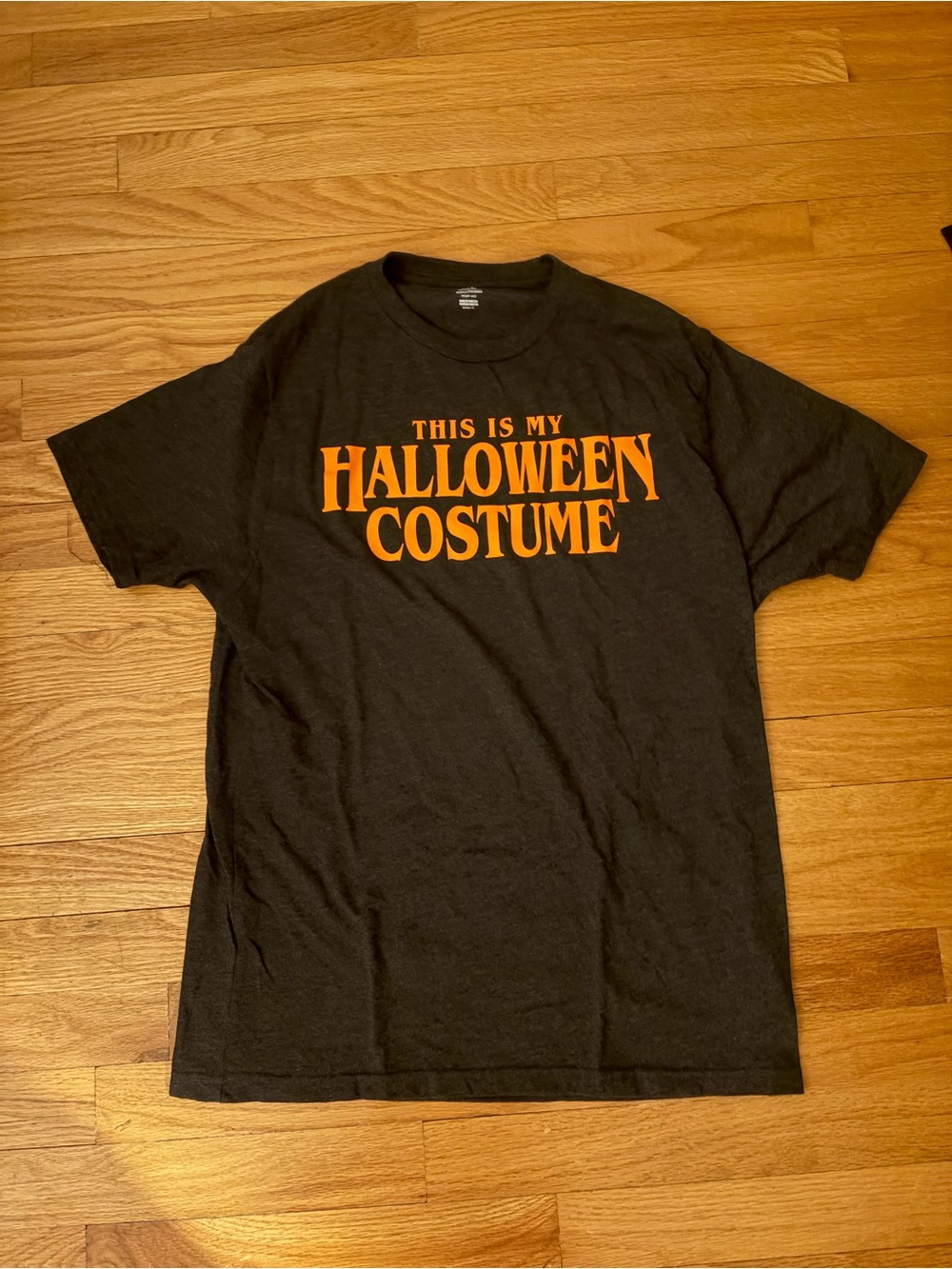 Gray Halloween Costume T‑Shirt with Orange Print